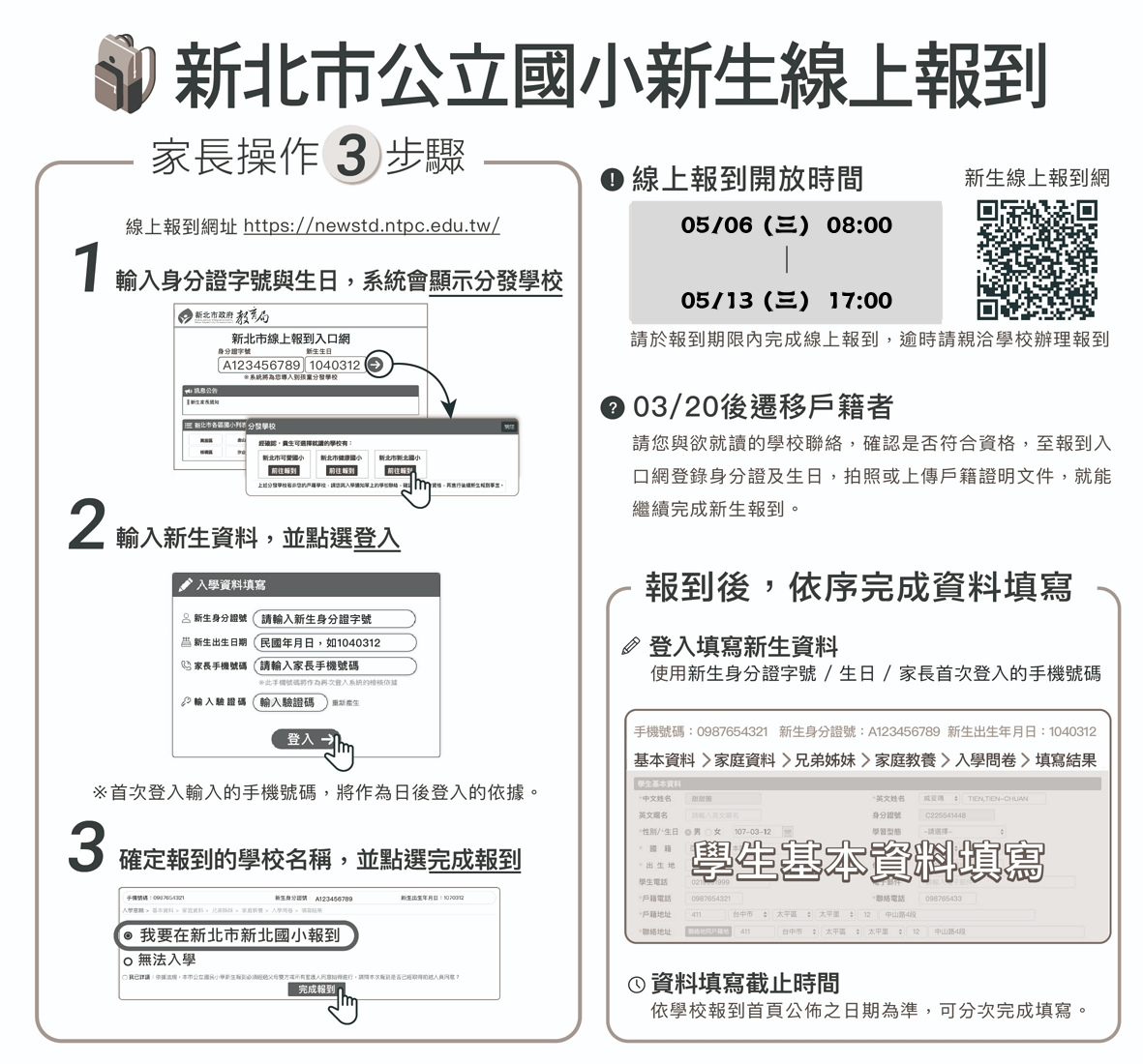 115年新北市國小新生報到流程說明